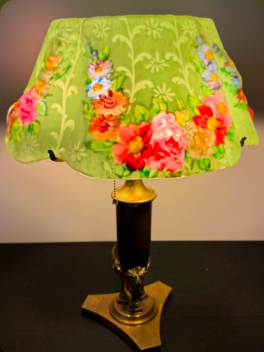 Pairpoint Puffy Floral Garland Lamp Devonshire Shade