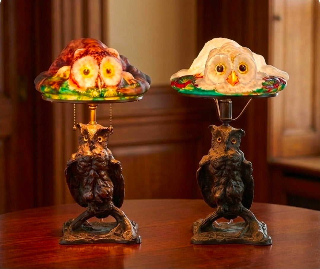 Pairpoint Puffy White Snow Owl Lamp